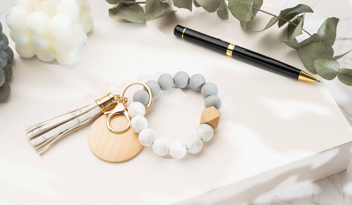 Keychain With Wristlet Bangle Bracelet, Keyring Bangle