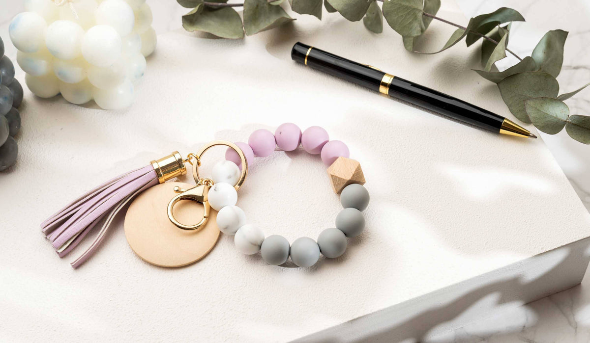 Keychain With Wristlet Bangle Bracelet, Keyring Bangle