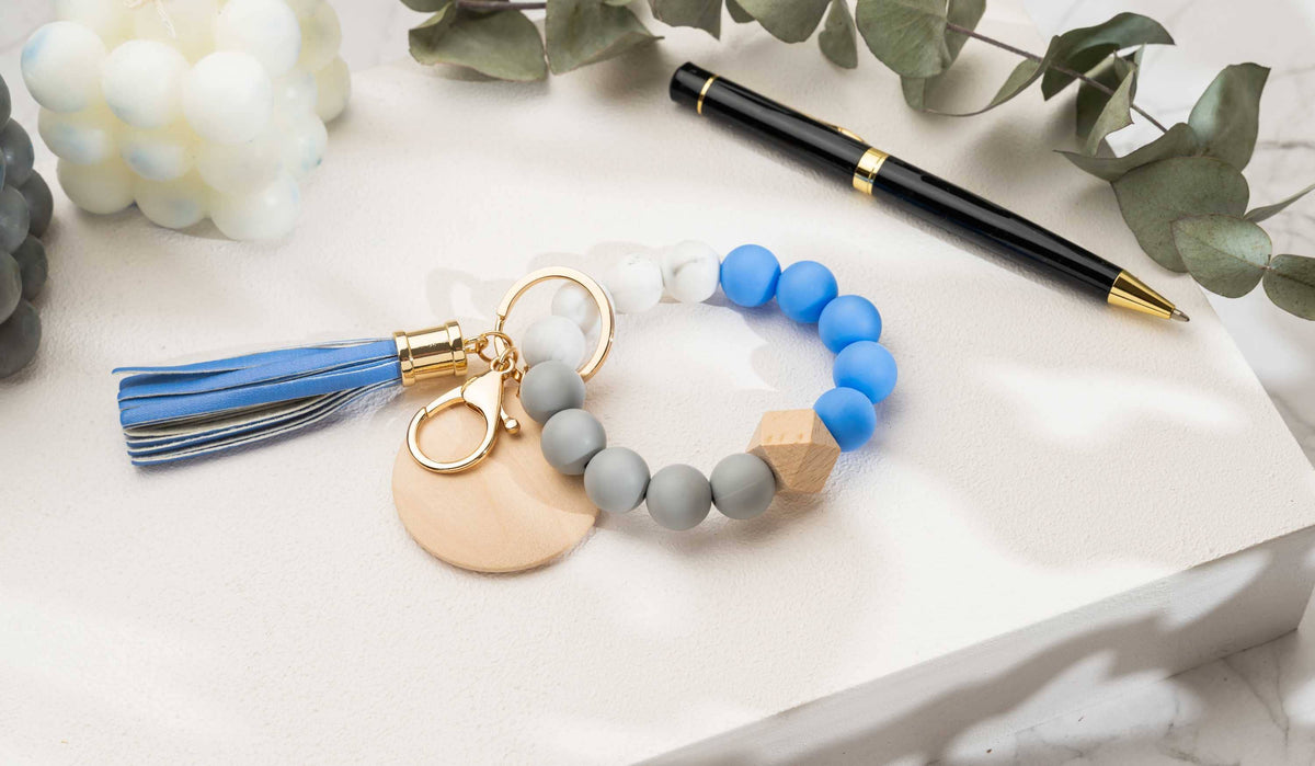 Keychain With Wristlet Bangle Bracelet, Keyring Bangle