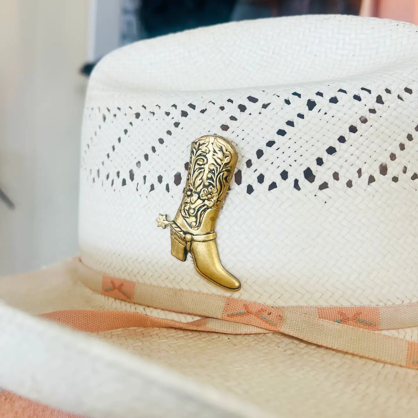 Western Aged Brass Cowboy Boot Hat Pin