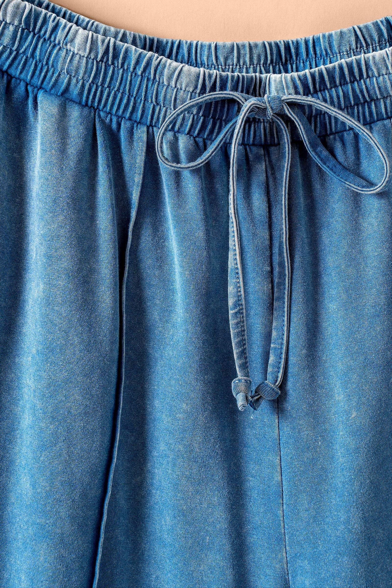 Mineral Wash Cotton Crop Tank & Wide Leg Pant Set