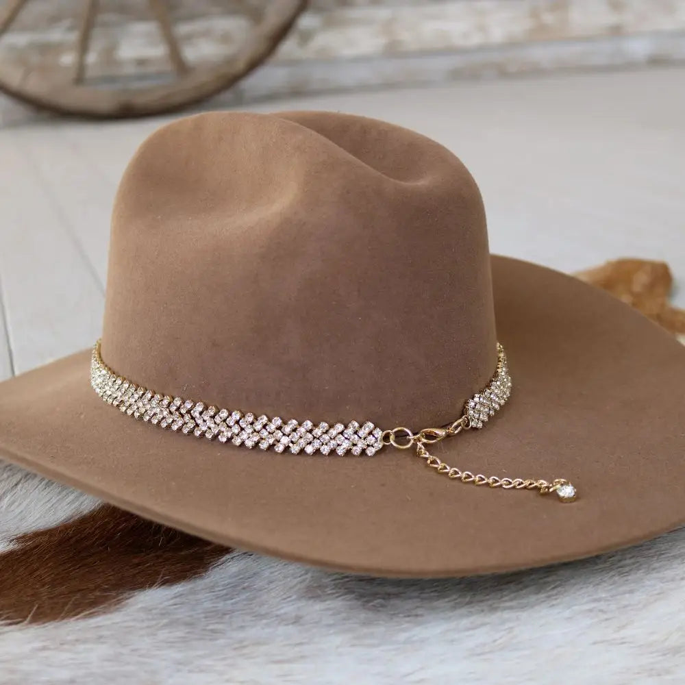 Gold Rhinestone Bling Hat Band - the Loretta