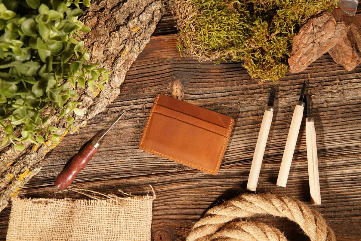 Leather Card Holder Wallet, Handmade Wallet for Men