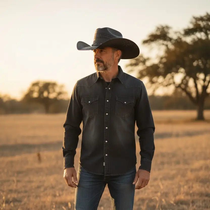 Black Straw Cattleman Cowboy - Unisex