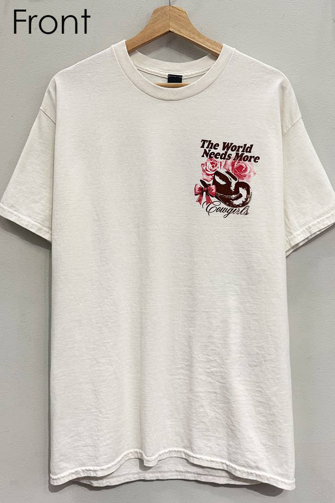 More Cowgirls Front + Back Printed Cream Western T-Shirt