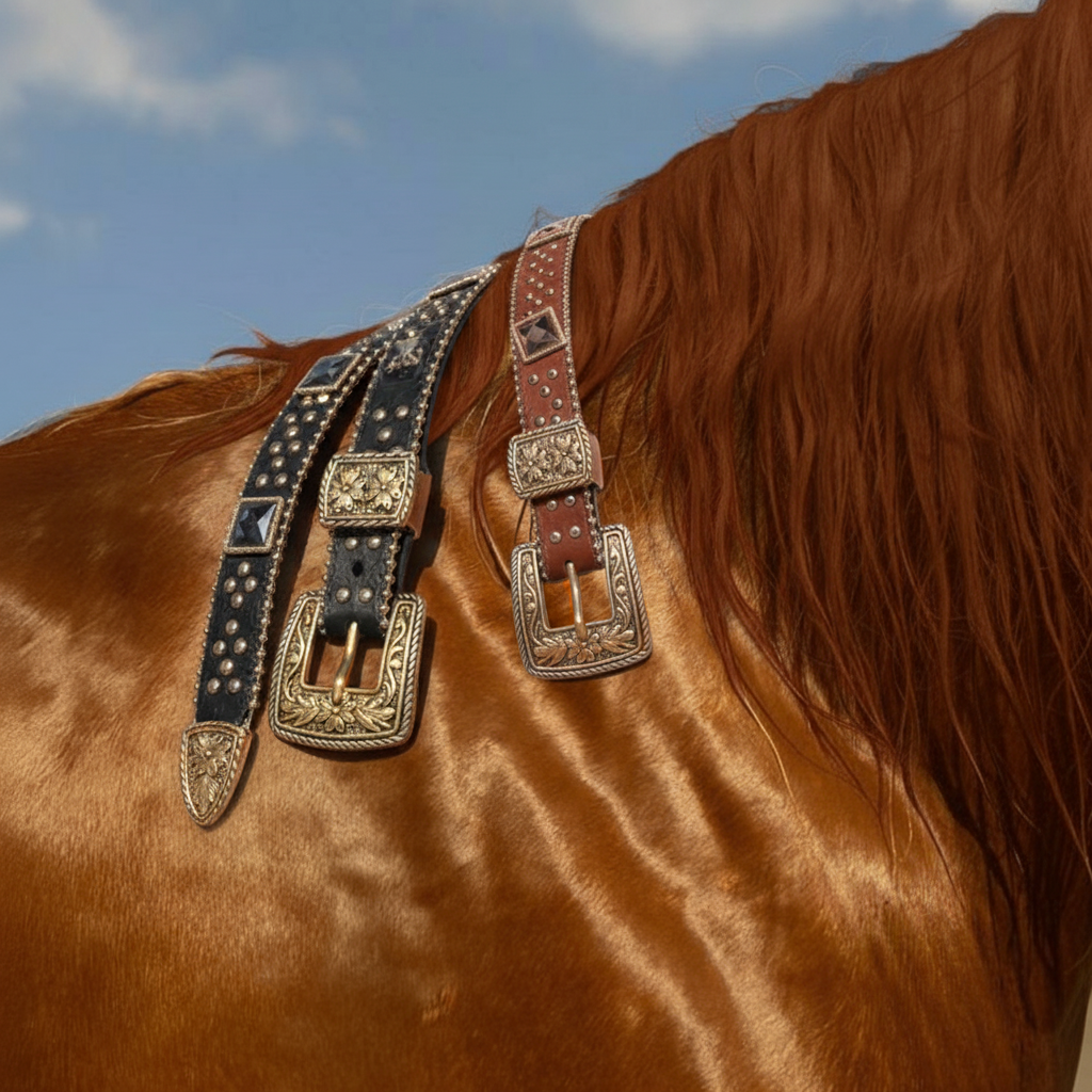 Glam Zipper-Lined Rhinestone Adorned Western Belt