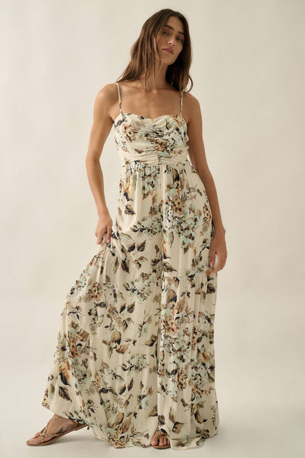 Floral-Print Crepe Wide-Leg Jumpsuit