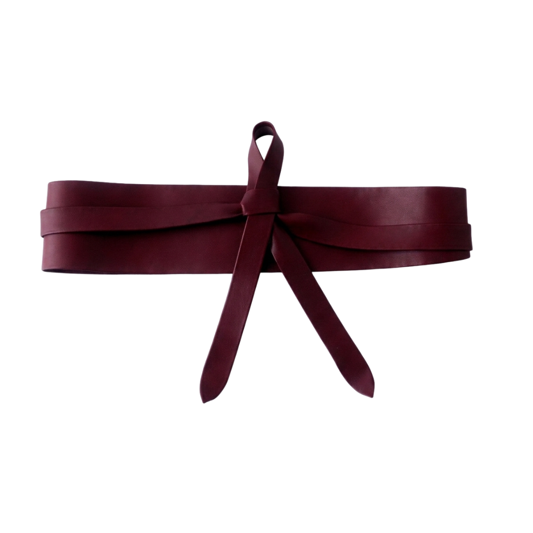 Obi Wrap Genuine Leather Belt｜Wide Tie-On Waist Cincher