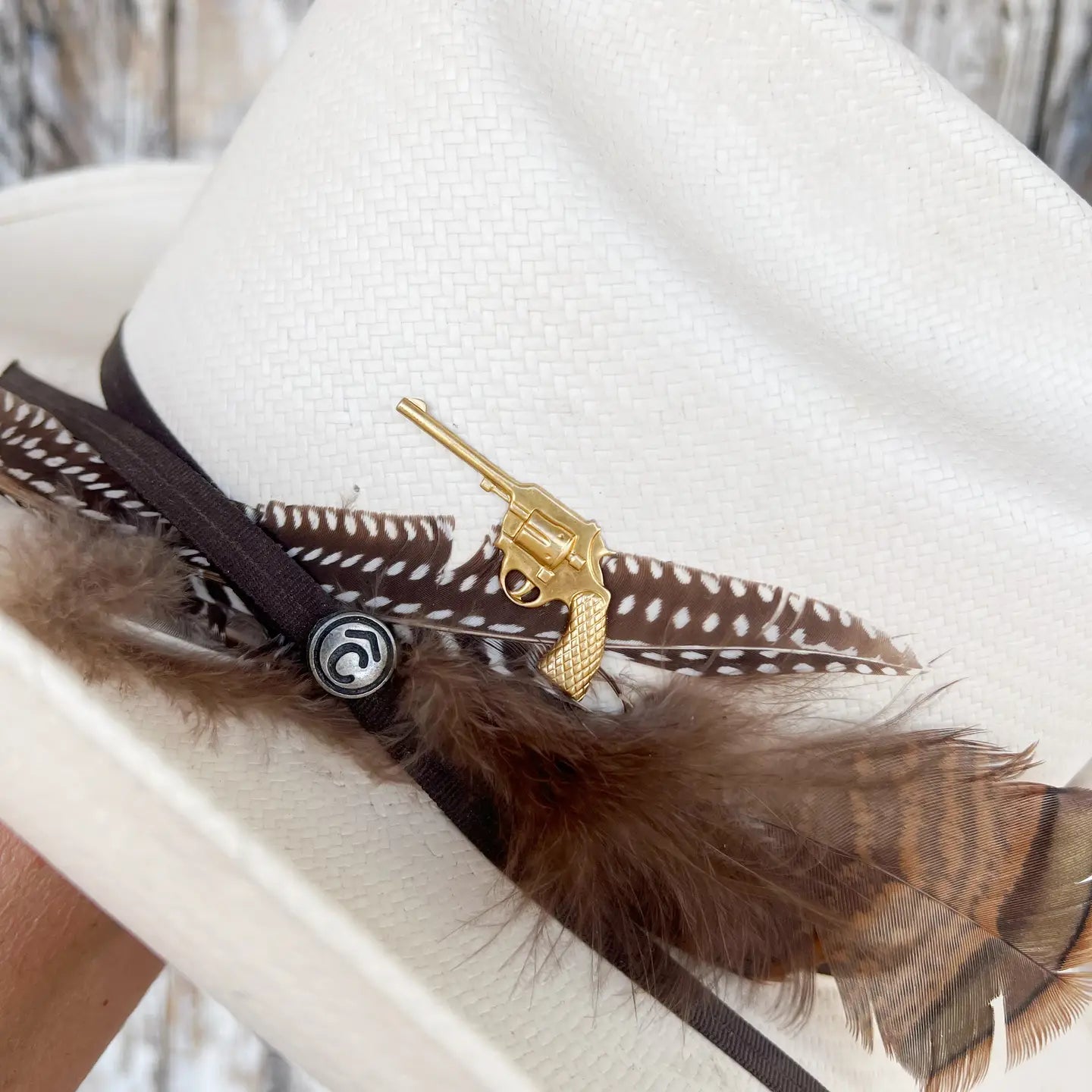 Brass Patina Pistol Gun Charm Hat Pin