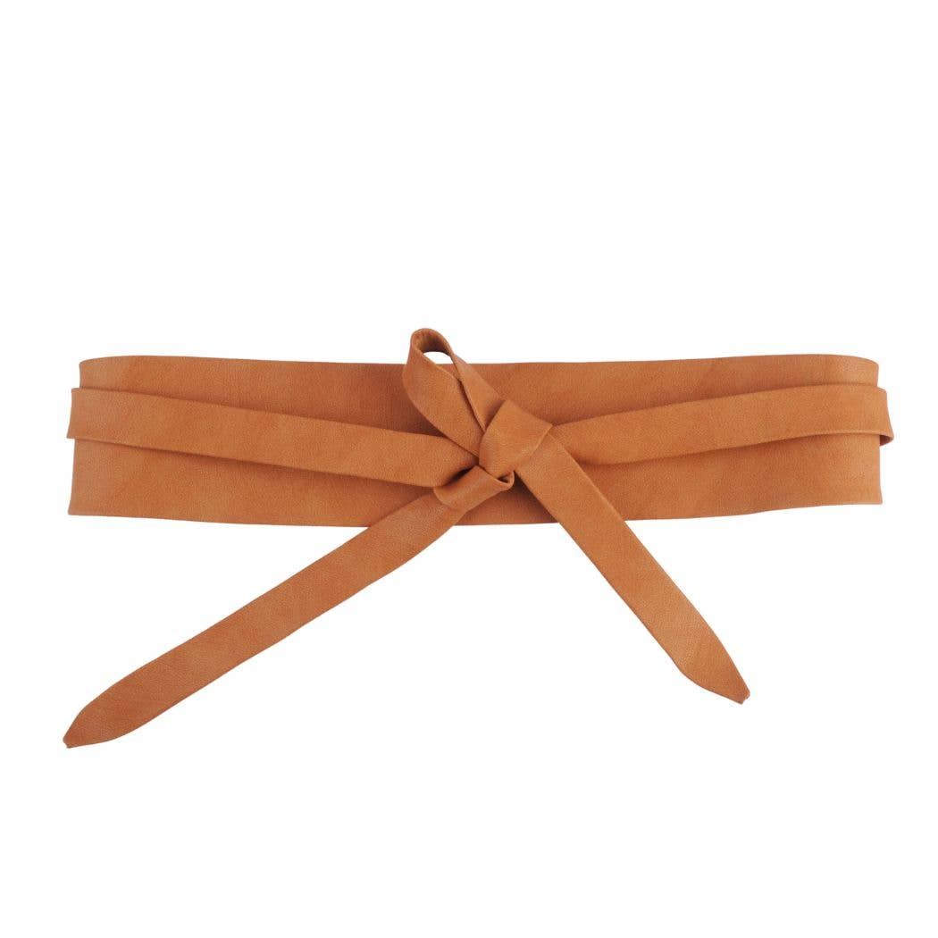 Obi Wrap Genuine Leather Belt｜Wide Tie-On Waist Cincher