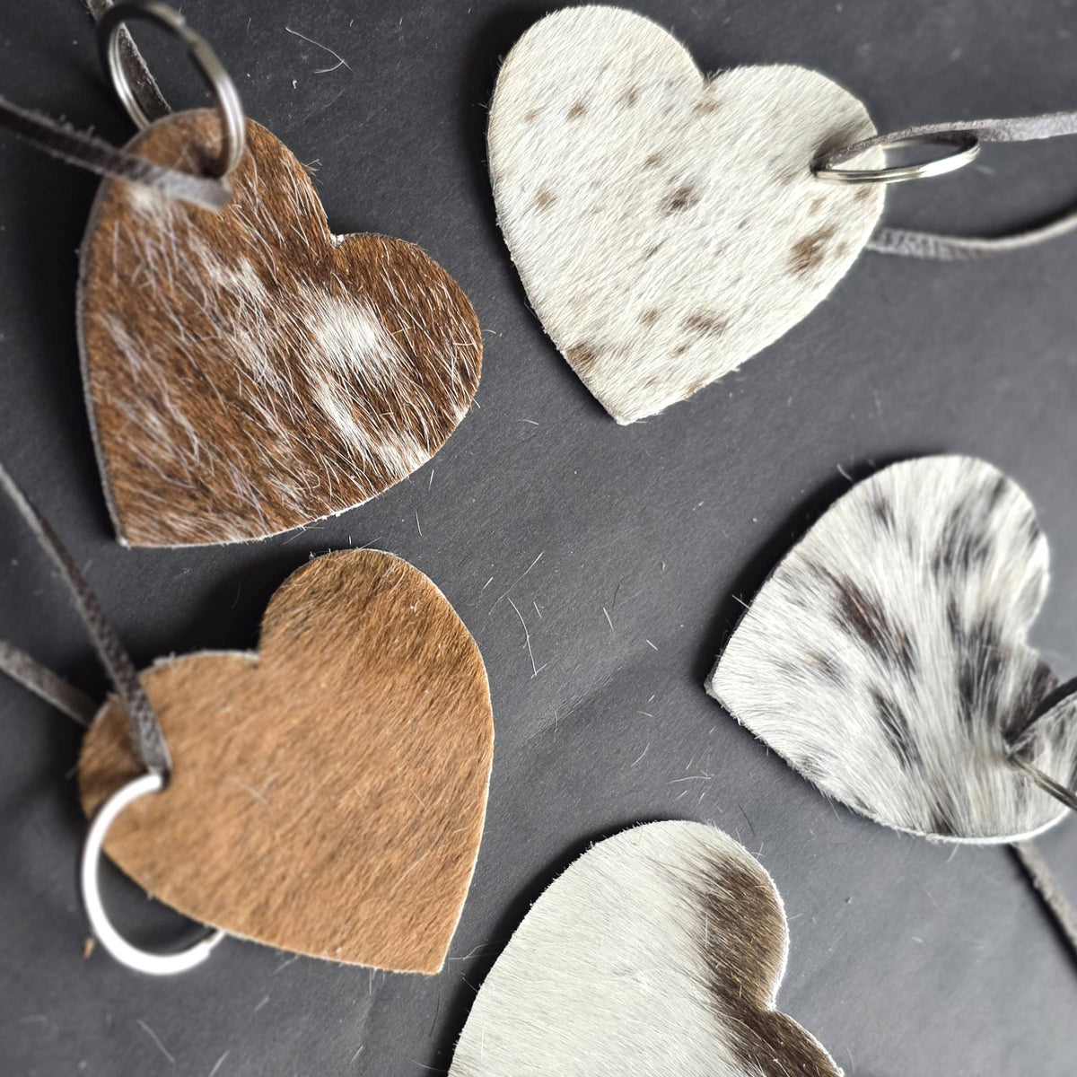 Cowhide Heart Keychain – Genuine Hair-On Cowhide