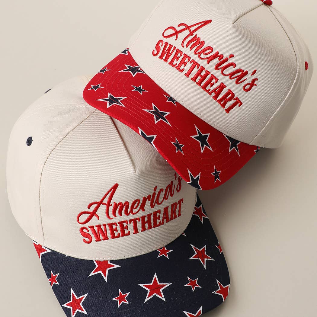 America's Sweetheart Embroidered Star Brim Trucker Hat