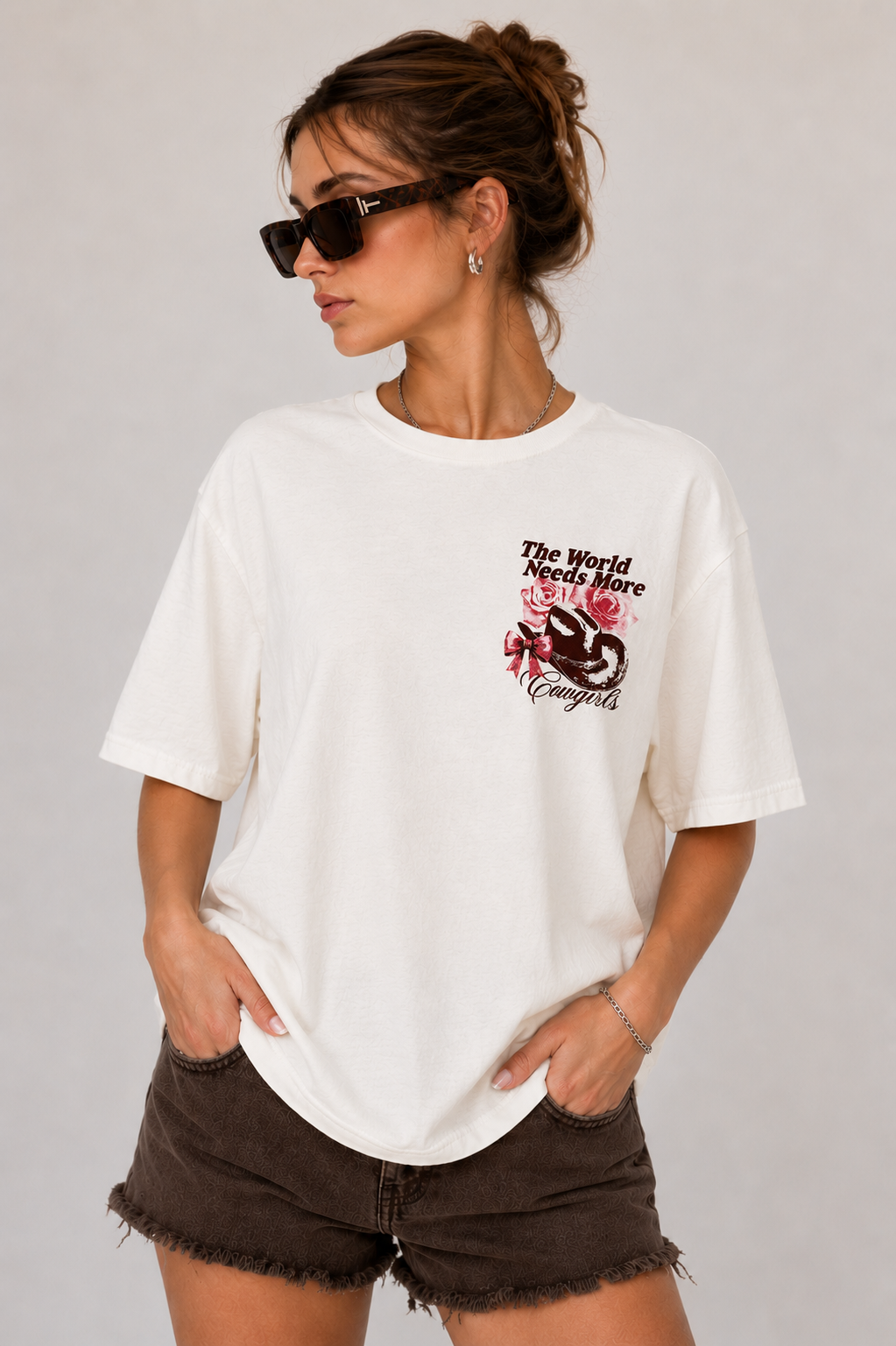 More Cowgirls Front + Back Printed Cream Western T-Shirt