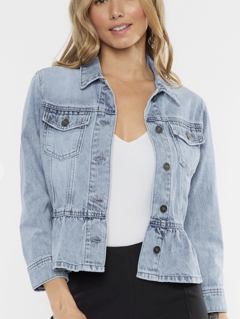 Serene Sky Peplum Jean Jacket