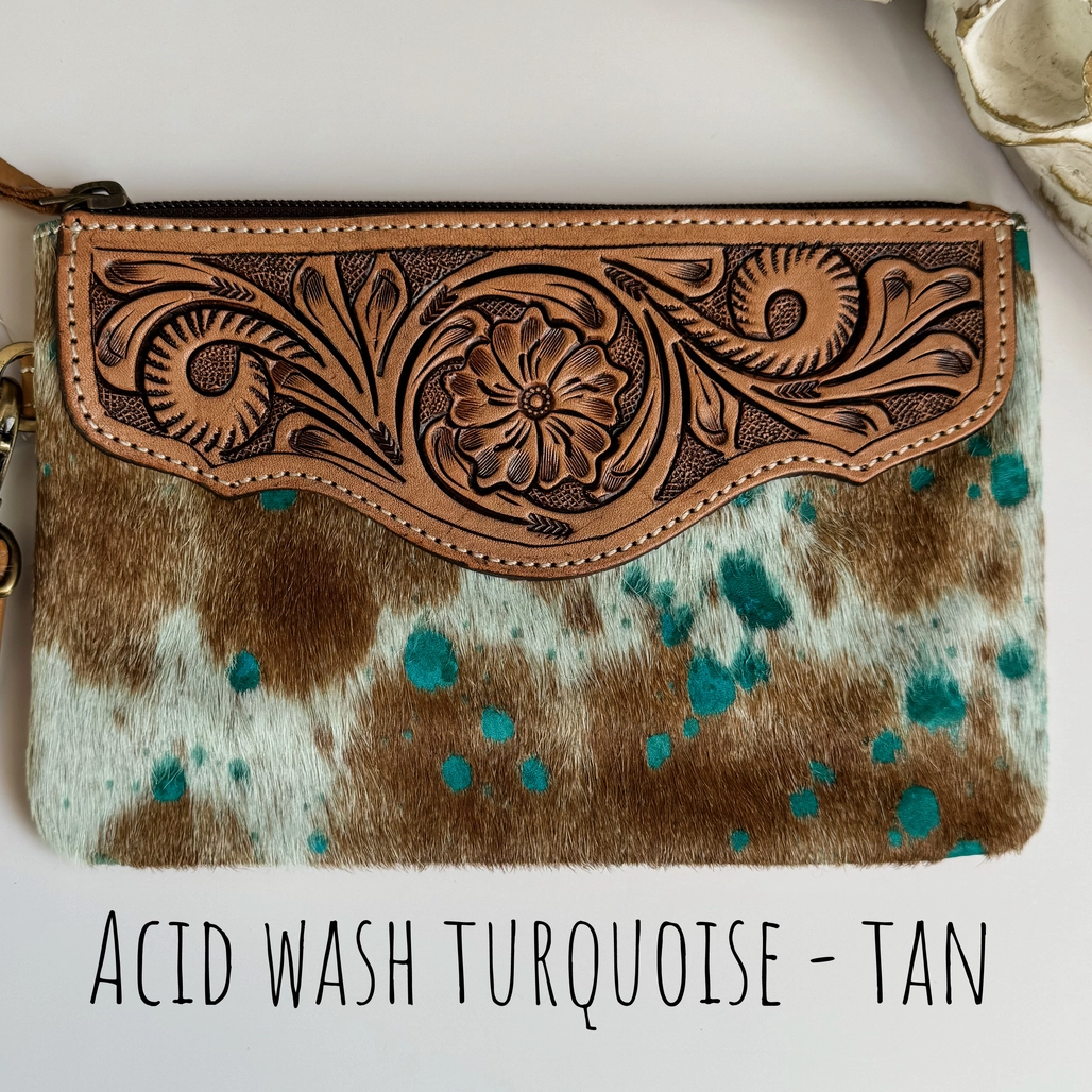 Western Hairon Cowhide Wristlet Purse Bag