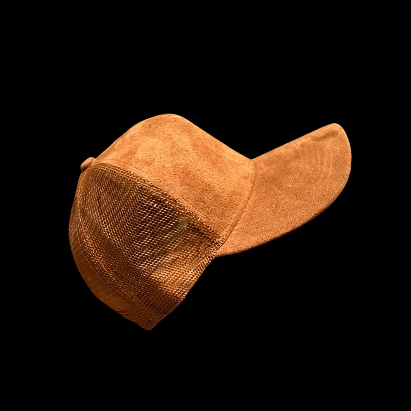 Tobacco brown vegan suede western trucker hat with mesh back